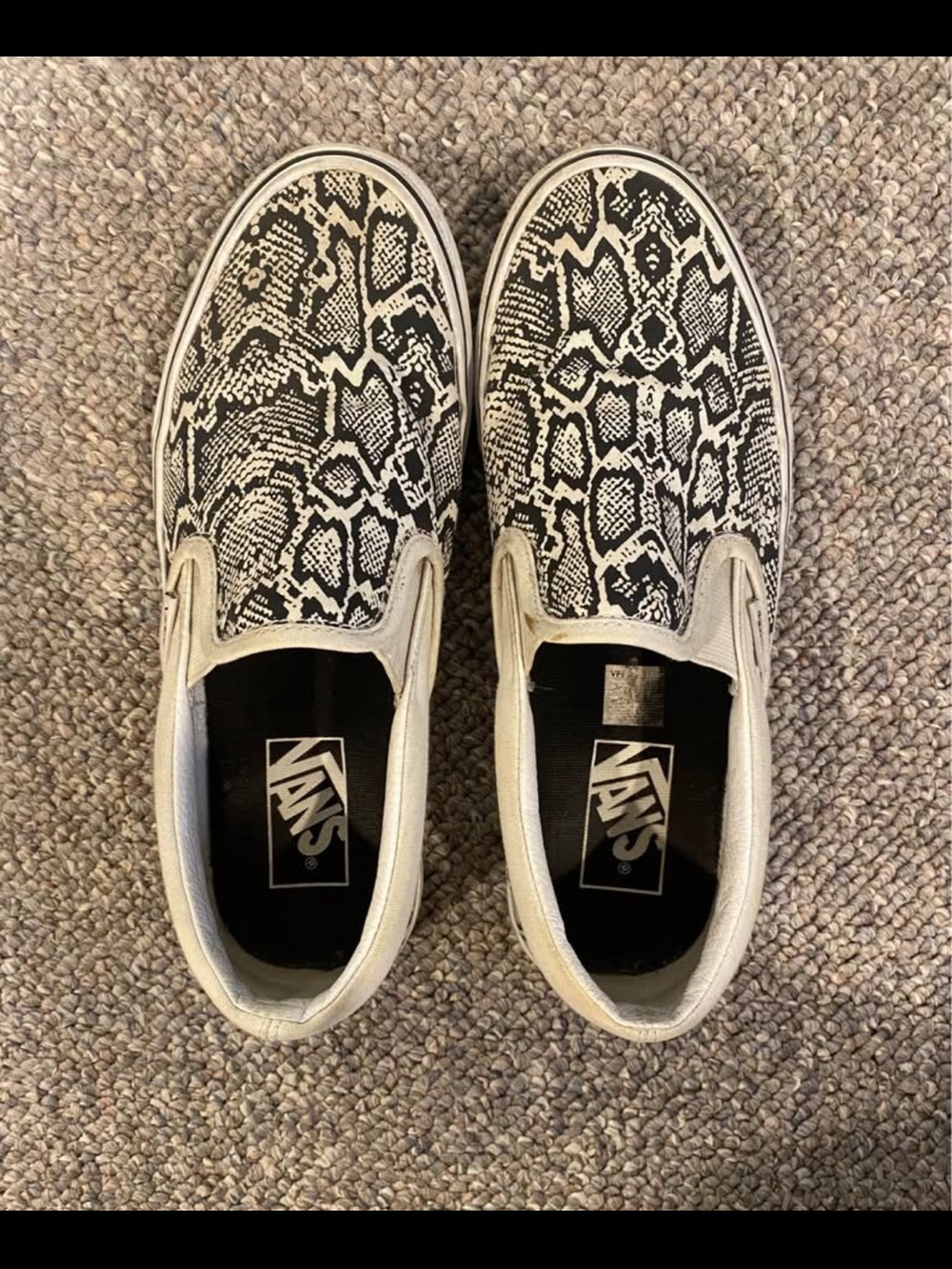 Vans Slip-On Snake Print Sneakers - Black & White